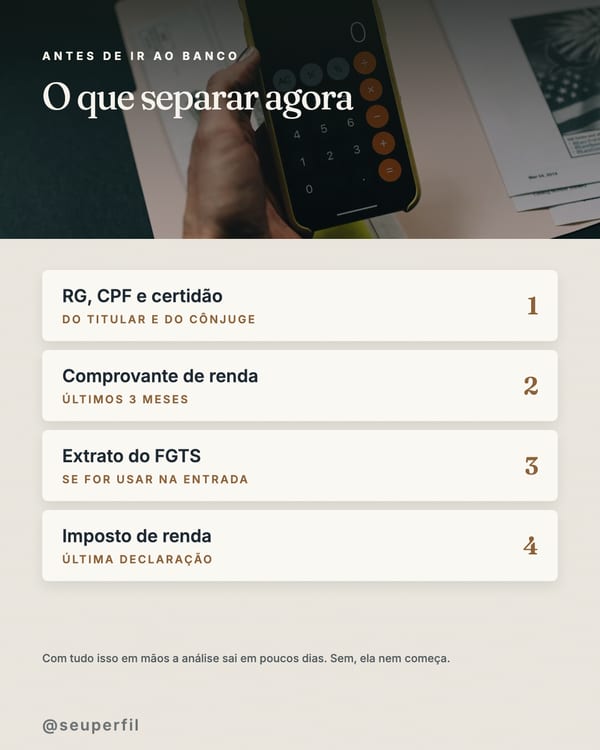 Post com a lista de documentos para financiar um imóvel