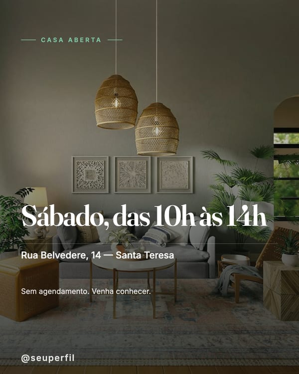 Post convidando para a visitação do imóvel no sábado, com endereço e horário